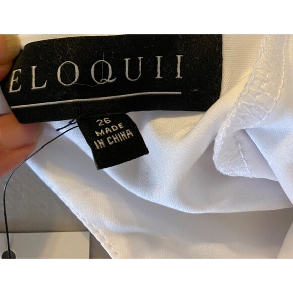 Eloquii Dress White Long Sleeve Keyhole Front Tie Back Neck Size 26 - Picture 5 of 14